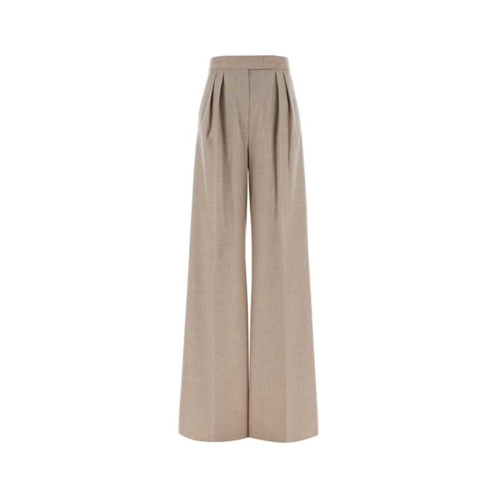 Max Mara Women Sand Stretch Cashmere Zulia Wide-Leg Pant